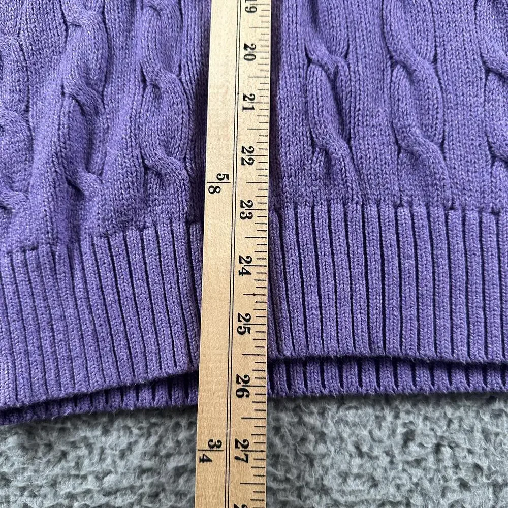 Polo Ralph Lauren Sweater Mens XL Purple Cable Knit Crewneck Long Sleeve Logo